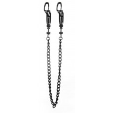 Чёрные зажимы на соски с цепочкой Helix Nipple Clamps