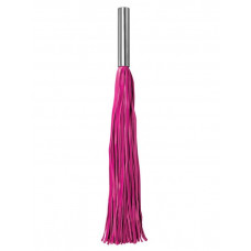 Розовая плётка Leather Whip Metal Long - 49,5 см.