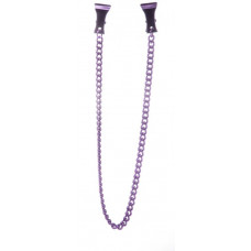Клипсы на соски с фиолетовой цепочкой Pinch Nipple Clamps